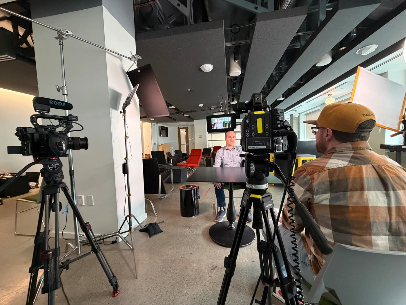 Camera crew preparing a production